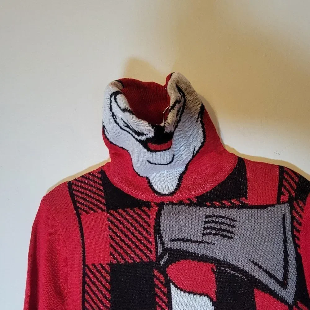 Hybrid Apparel Mens Red Holiday Ugly Christmas Turtleneck Pullover Sweater Small